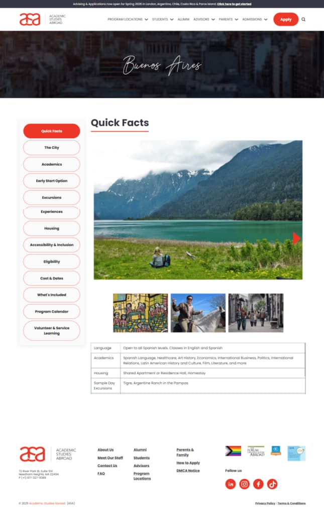 Buenos Aires program page generated dynamically from HubDB